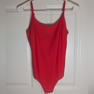 Lululemon Wundermost Nulu One Piece Bodysuit/Swim Red Built-In Bra Size S/P